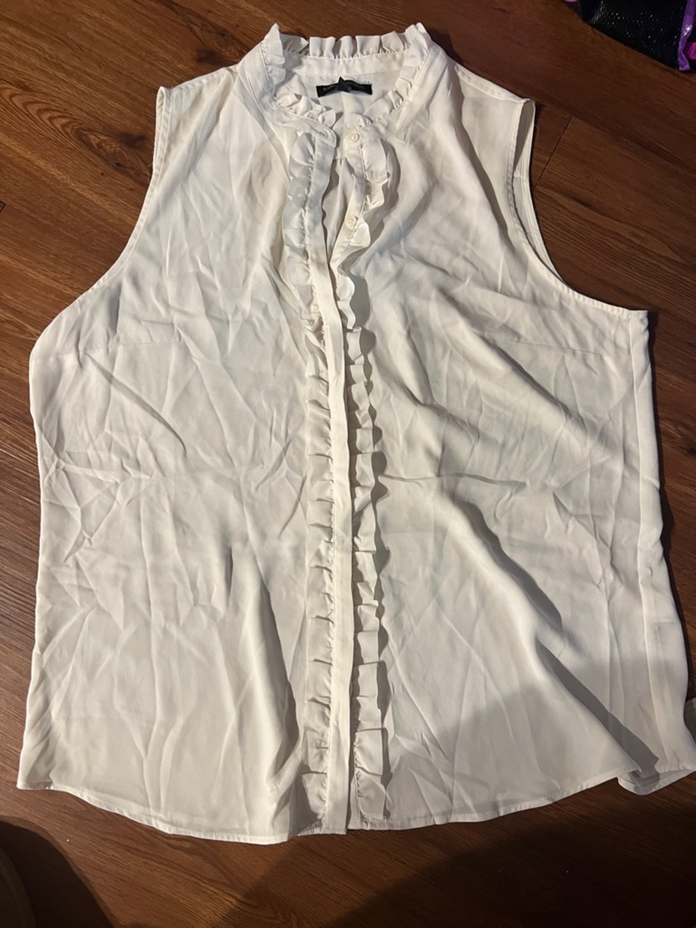 Banana Republic Factory Ivory Ruffle-Front Sleeveless Blouse